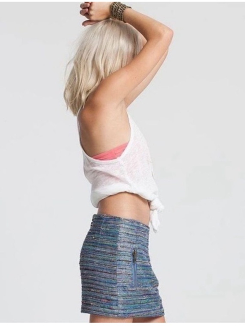 Chaser Multicolor Silk Tweed Metallic Mini Skirt Party NWT